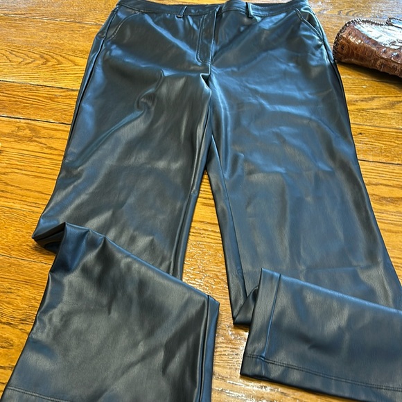 Halogen Black Faux leather pants. Wide leg, Zip and button...